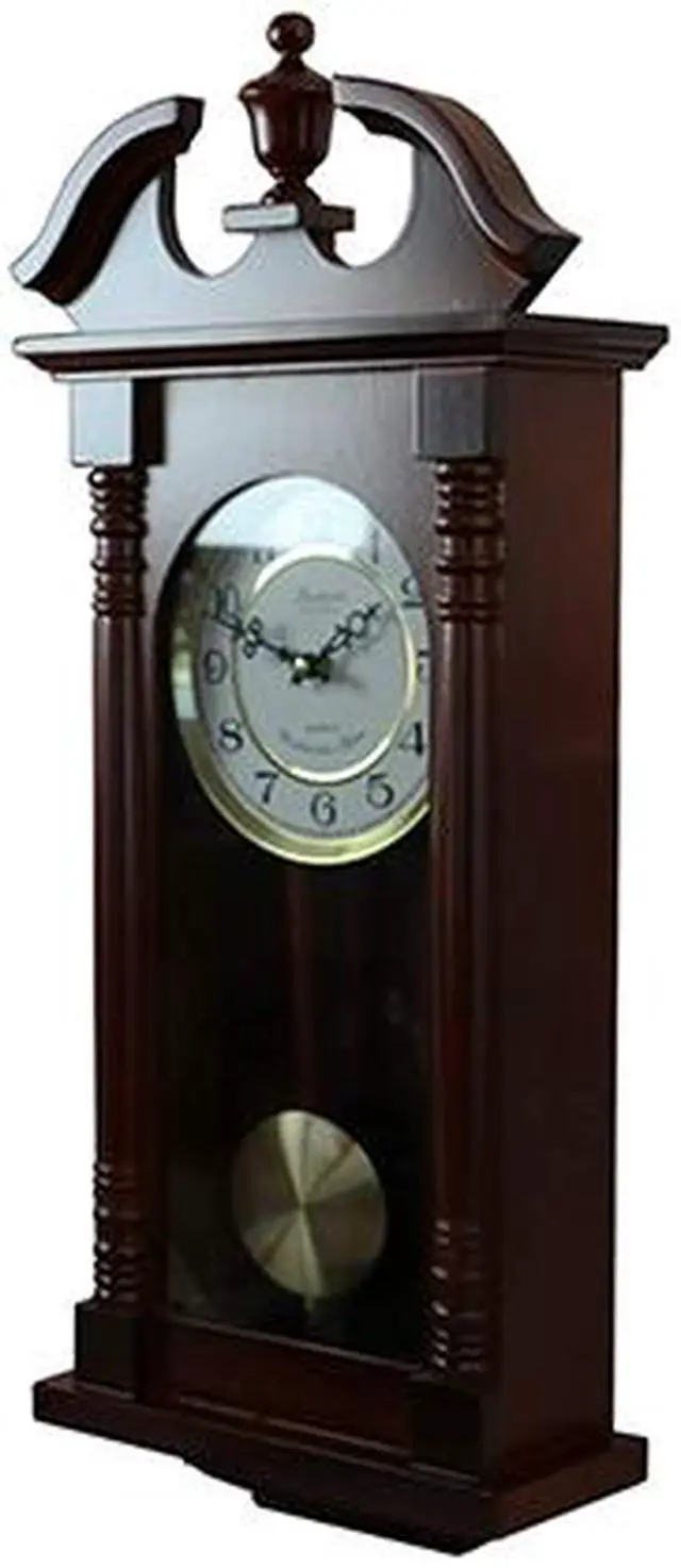 Alt view image 2 of 5 - Bedford Clock Collection 27.5" Classic Chiming Wall Clock With Swinging Pendulum