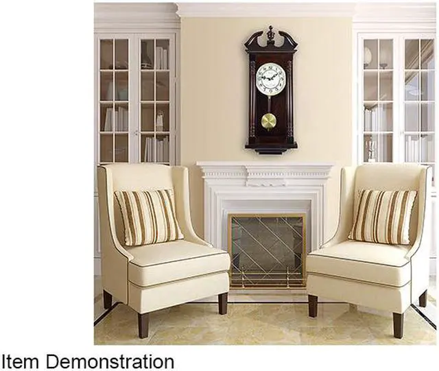 Alt view image 5 of 5 - Bedford Clock Collection 27.5" Classic Chiming Wall Clock With Swinging Pendulum