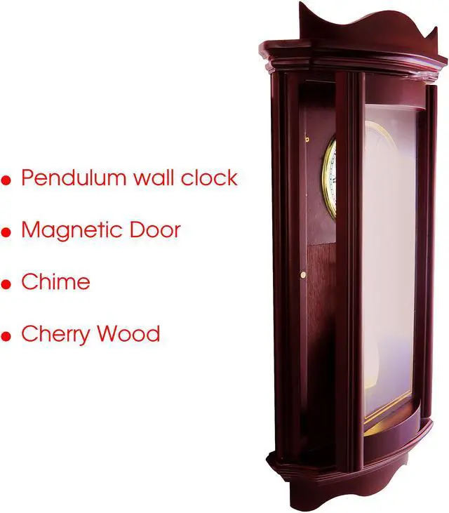 Alt view image 5 of 7 - Bedford Clock Collection Weathered Chocolate Cherry Wood 25 Inch Wall Clock with Pendulum