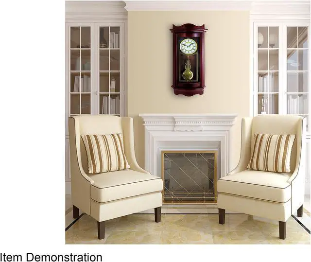 Alt view image 7 of 7 - Bedford Clock Collection Weathered Chocolate Cherry Wood 25 Inch Wall Clock with Pendulum