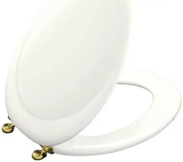 Main image of KOHLER K-4615-BR-0 Revival Toilet Seat With Polished Brass Hinges