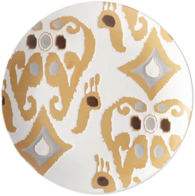 Alt view image 6 of 7 - Rachael Ray Ikat Stoneware Dinnerware Set, 16-Piece, Yellow/Gray