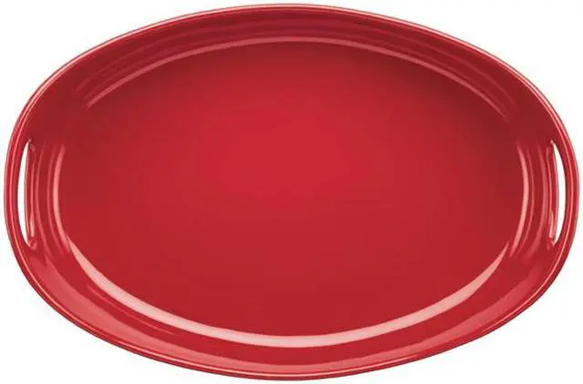 Rachael Ray Bubble and Brown oval stoneware baker in red