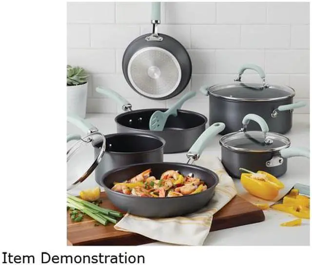 Alt view image 6 of 6 - Rachael Ray Create Delicious Hard-Anodized Aluminum Nonstick Cookware Set, 11-Piece, Light Blue Handles