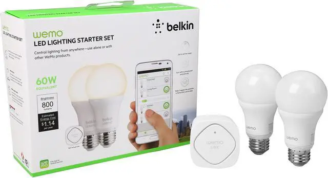 Alt view image 12 of 12 - Belkin WeMo F5Z0489 WiFi Enabled LED Lighting Starter Set