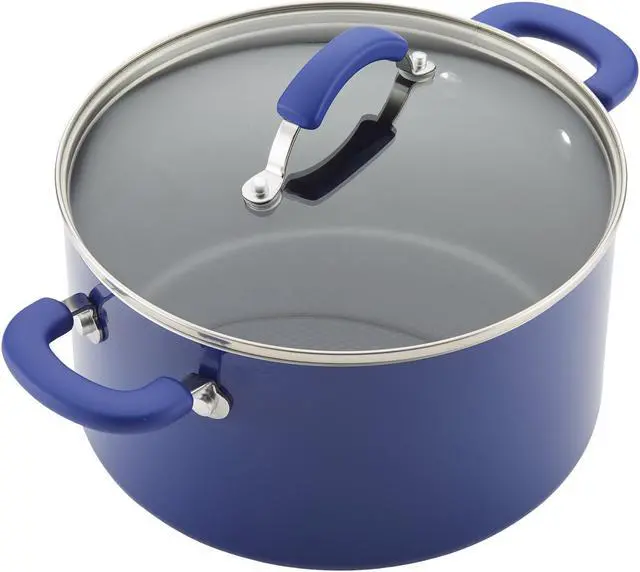 Alt view image 2 of 5 - Farberware Millennium Nonstick Aluminum 12-Piece Cookware Set, Blue