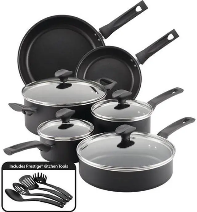 Main image of Farberware Advantage PowerDiamond Nonstick Aluminum Cookware Set, 14-Piece, Black