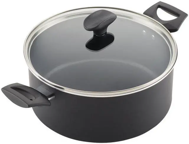 Alt view image 5 of 6 - Farberware Advantage PowerDiamond Nonstick Aluminum Cookware Set, 14-Piece, Black