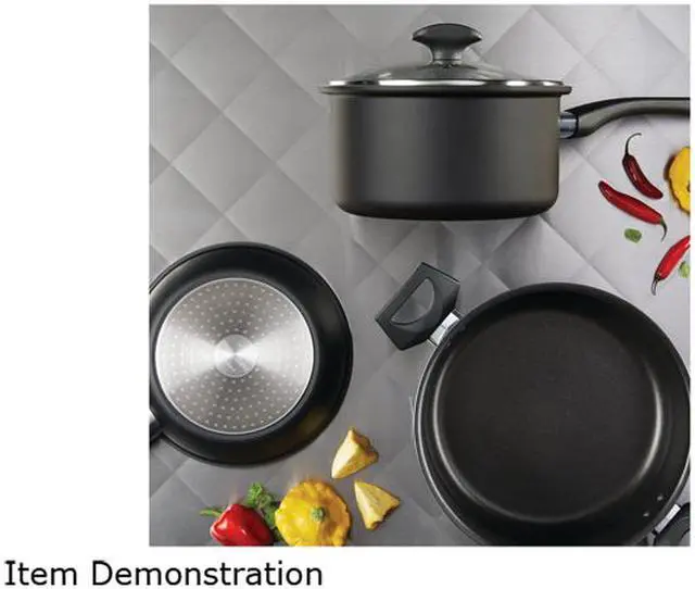 Alt view image 6 of 6 - Farberware Advantage PowerDiamond Nonstick Aluminum Cookware Set, 14-Piece, Black