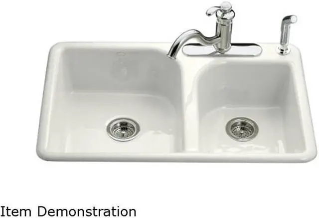 Main image of KOHLER K-5948-4-0 Efficiency Self-rimming Kitchen Sink, 4-hole, White
