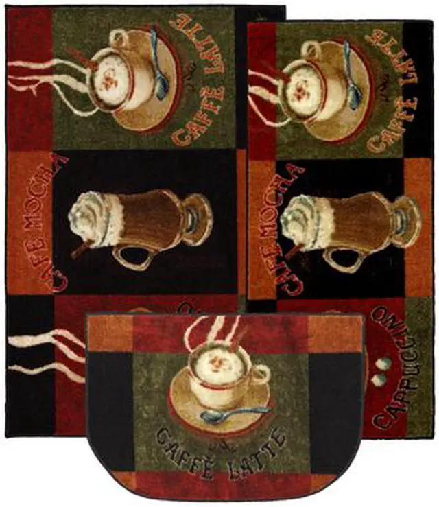Main image of Mohawk Home New Wave Kitchen 3 Piece set Caffe Latte (18x30 Slice/20x45 mini runner/30x46 accent) Rug Brown 2' x 3' and smaller 10738 490 3PESET
