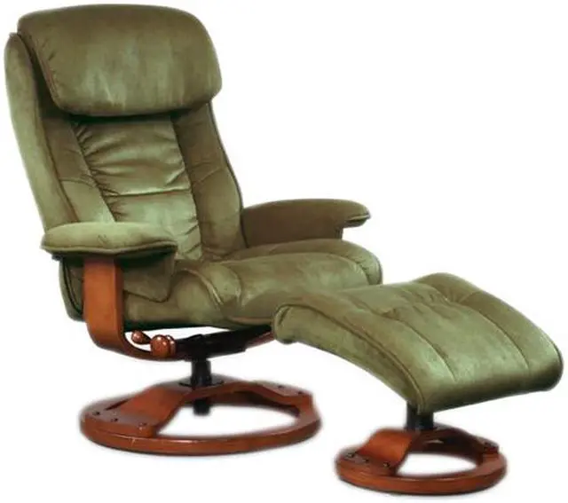 Main image of Mac Motion Chairs Sage Green Microfiber Swivel, Recliner with Ottoman