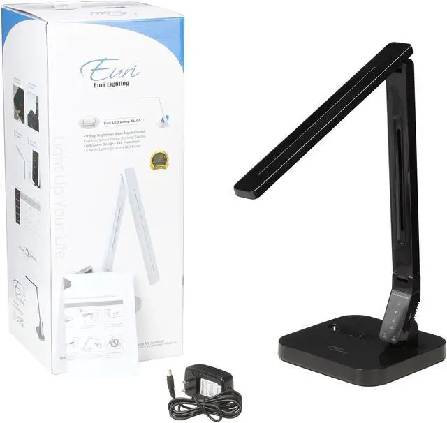 Alt view image 8 of 8 - Euri Lighting EL-04B Luxury LED Desk Lamp with Android Docking Station, Black