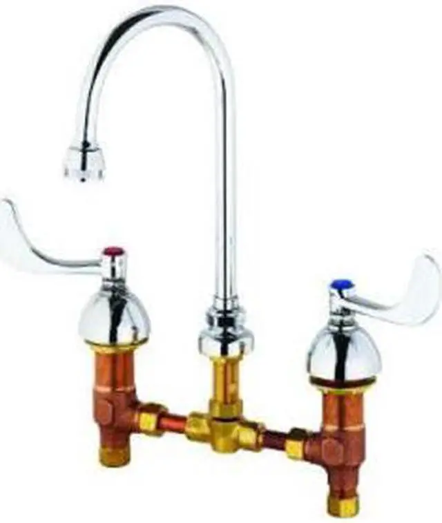 Main image of T&S Brass B-2866-04 8" Centerset Deck Mount Faucet with Swivel Gooseneck Chrome