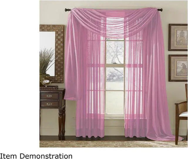 Main image of 3-Piece set: Charm Viole Sheer Curtain Panels & Draping Swag - Dusty Rose 96''