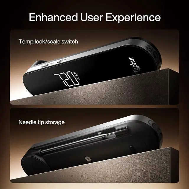 Alt view image 5 of 6 - Typhur InstaProbe Core 0.5 Sec Instant Read Meat Thermometer Digital with Readable Display in Sunlight for Cooking, Professional Thermometer with IP67 Waterproof for Grill, BBQ, Cooking, Smoker