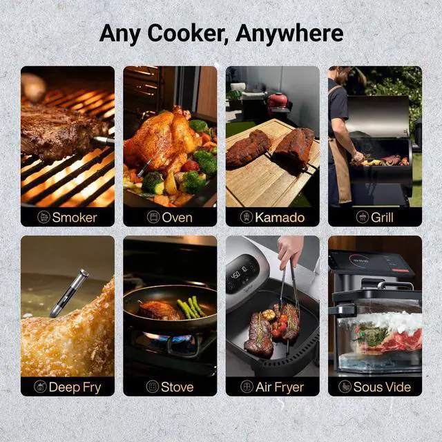 Alt view image 6 of 9 - Typhur Sync WT08 Quad Digital Probe Bluetooth Compatibility Meat Thermometer,