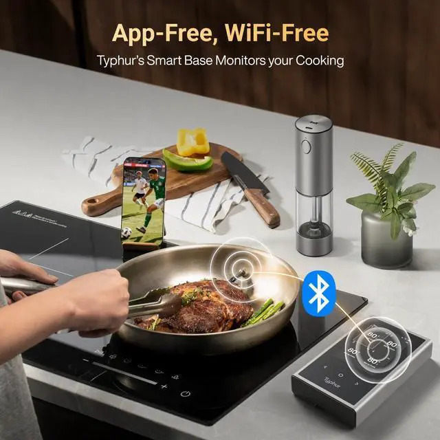Alt view image 7 of 9 - Typhur Sync WT08 Quad Digital Probe Bluetooth Compatibility Meat Thermometer,