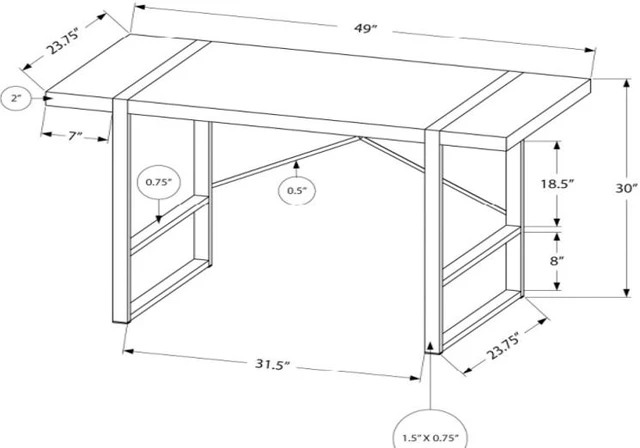 Alt view image 4 of 4 - Brassex Desk - White (2195-WH)