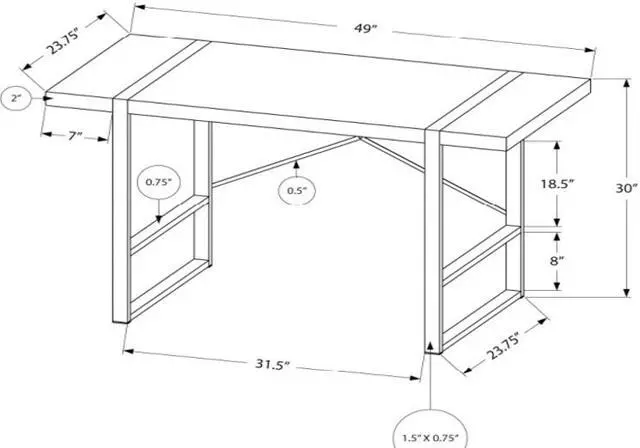 Alt view image 4 of 4 - Brassex Desk - Black (2195-BK)