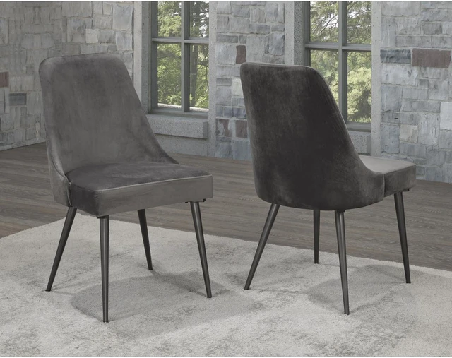 Alt view image 2 of 2 - Brassex Luna Dining Chair - Set of 2 - Grey (XA682 GR)