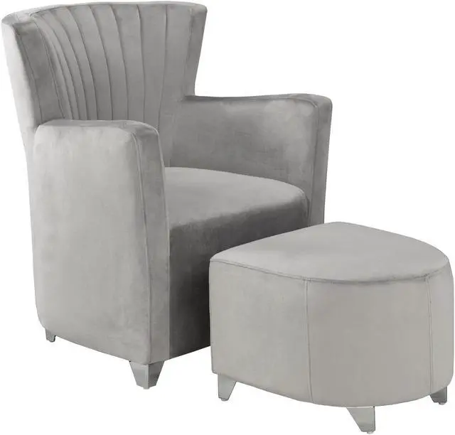 Main image of Brassex Sorrento Chair & Ottoman - Grey (0711 GR)