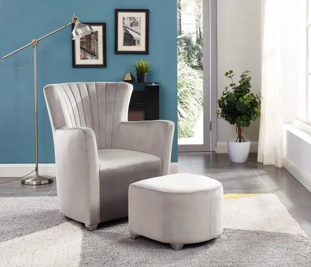 Alt view image 2 of 2 - Brassex Sorrento Chair & Ottoman - Grey (0711 GR)
