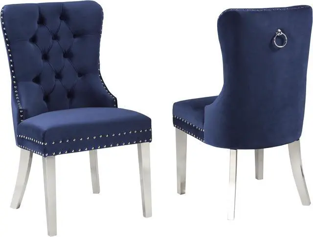 Main image of Brassex Dining Chair - Set of 2 - Navy (F459-BL)