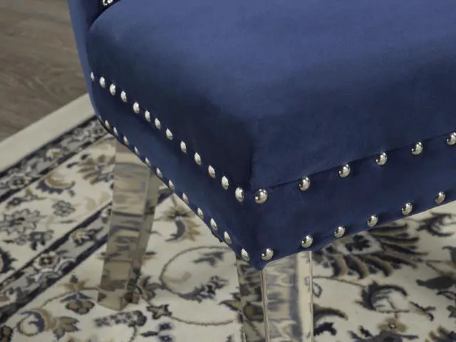 Alt view image 3 of 4 - Brassex Dining Chair - Set of 2 - Navy (F459-BL)