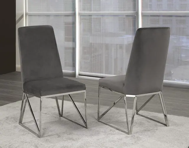 Alt view image 2 of 2 - Brassex Ariela Dining Chair - Set of 2 - Grey (DX-2014 GR)