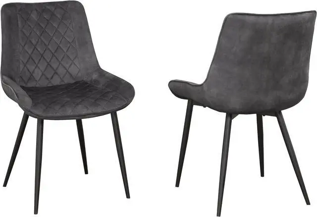 Main image of Brassex Fabian Dining Chair - Set of 2 - Dark Grey (DRC-2002)