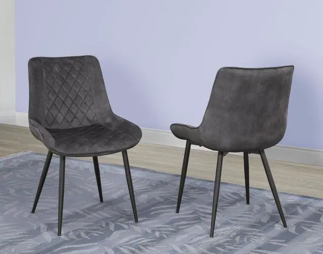 Alt view image 2 of 2 - Brassex Fabian Dining Chair - Set of 2 - Dark Grey (DRC-2002)