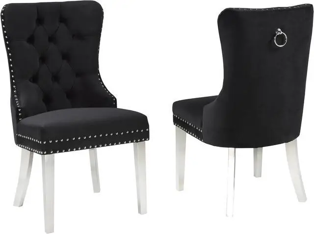 Main image of Brassex Benicio Dining Chair - Set of 2 - Black (445-BK)