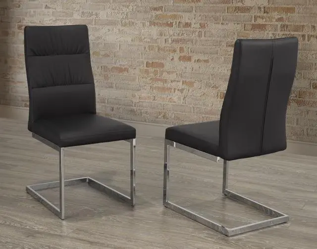 Alt view image 2 of 3 - Brassex Cierra Dining Chair - Set of 2 - Black/Silver (C-1175BLK SIL)
