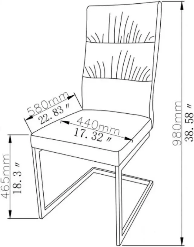 Alt view image 3 of 3 - Brassex Cierra Dining Chair - Set of 2 - Black/Silver (C-1175BLK SIL)