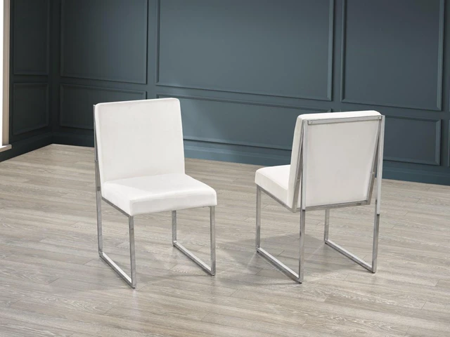 Alt view image 2 of 2 - Brassex Barton Dining Chair - Set of 2 - White (3656-CF WH)