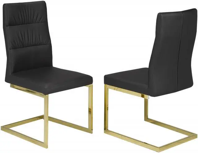 Main image of Brassex Cierra Dining Chair - Set of 2 - Black/Gold (C-1175BK GOL)