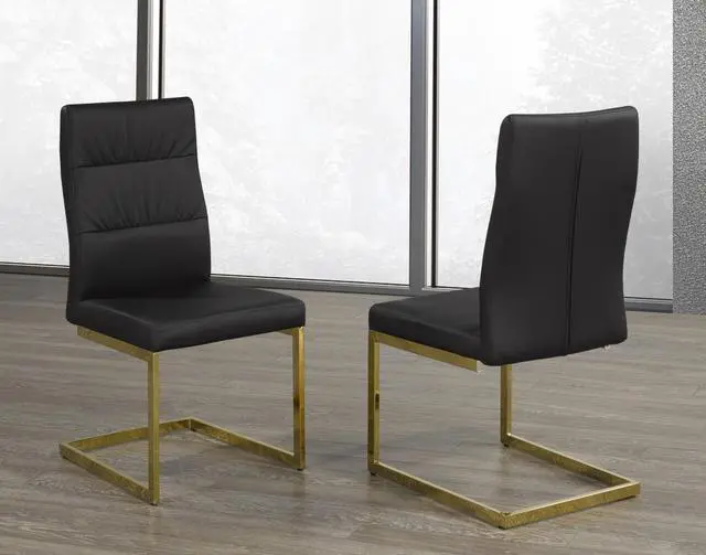 Alt view image 2 of 5 - Brassex Cierra Dining Chair - Set of 2 - Black/Gold (C-1175BK GOL)