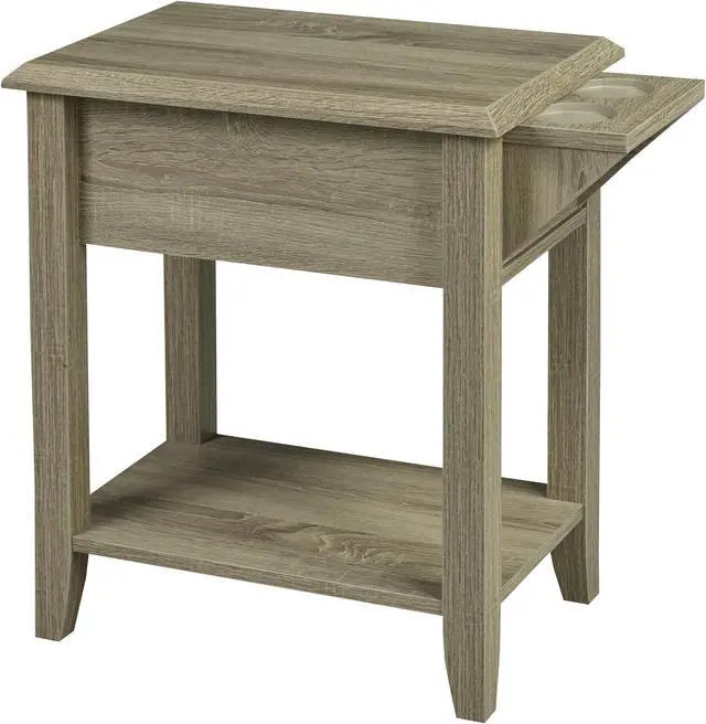 Main image of Brassex Telephone Stand with Storage Drawer and Cupholders - Dark Taupe (172146)