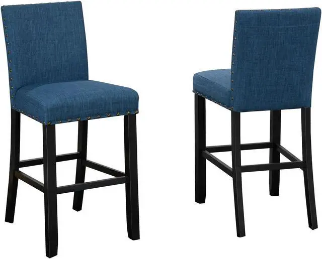 Main image of Brassex Avery 29" Barstool - Set of 2 - Blue Fabric (162-29 BL)