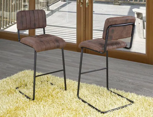 Alt view image 2 of 3 - Brassex Damien Bar Stool - Set of 2 - Browm (HY-80013H-T-30)