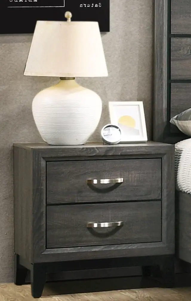 Main image of Brassex 2-Drawer Night Stand - Grey (FBNSTA-0170B)