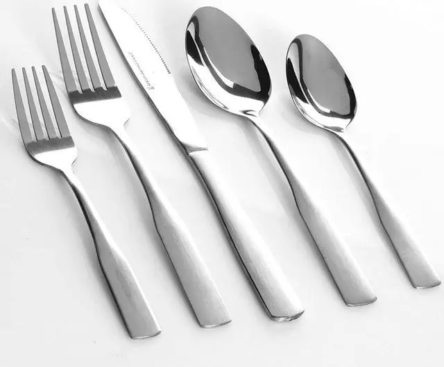 Alt view image 3 of 3 - Gibson Home Abbeville 61 Piece Stainless Steel Flatware Set with Wire Caddy 105685.61RM