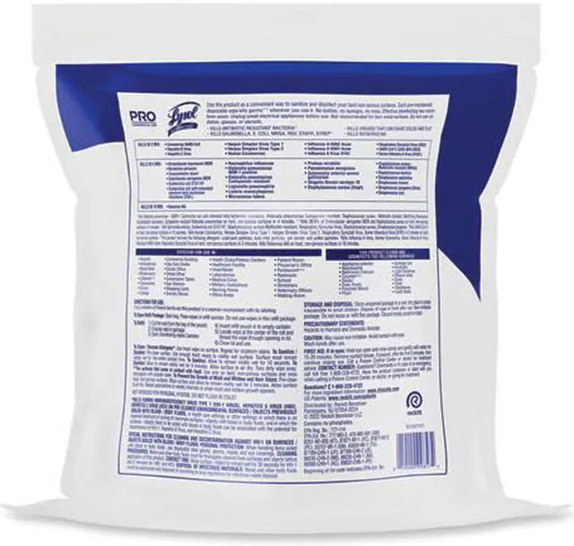 Alt view image 5 of 5 - Lysol 19200-99857 Professional Disinfecting Wipe Bucket Refill, 6 x 8, Lemon and Lime Blossom, 800 Wipes/Bag, 2 Refill Bags/Carton