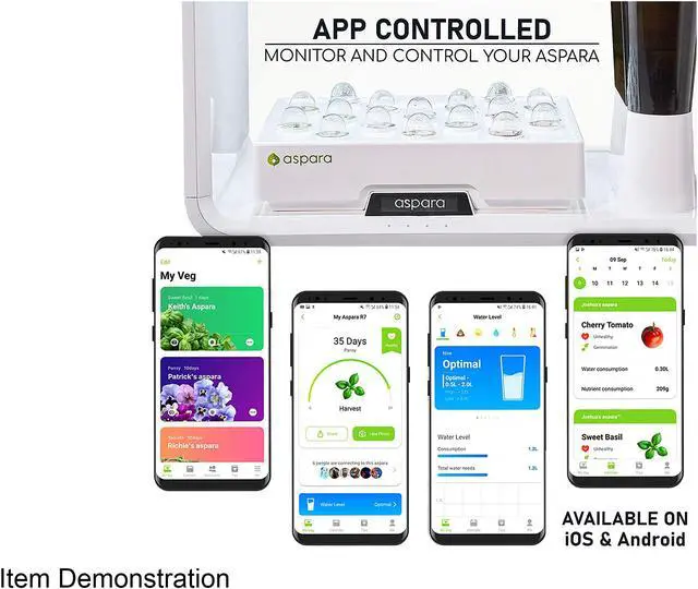 Alt view image 7 of 9 - Aspara GS1003W Smart Hydroponic Indoor Growing System, 16 Plant Capsule Capacity, with 86 LED Lights, 10 Smart Sensors & Removable Water Reservoir, iOS and Android App Compatible, White