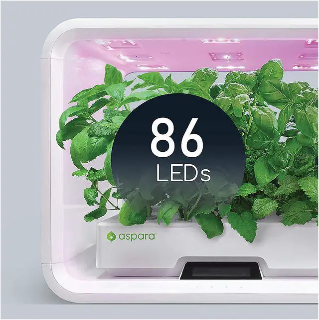 Alt view image 8 of 9 - Aspara GS1003W Smart Hydroponic Indoor Growing System, 16 Plant Capsule Capacity, with 86 LED Lights, 10 Smart Sensors & Removable Water Reservoir, iOS and Android App Compatible, White