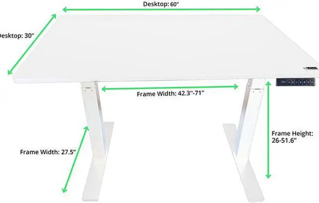 Alt view image 4 of 4 - Uncaged Ergonomics RUWW Rise Up Electric Height Adjustable Sit/Stand Desk, with WHITE Desktop, Memory, Dual Motors (WHITE MDF Top/White Frame)