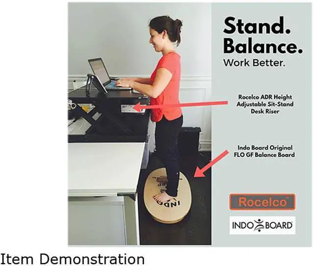 Alt view image 5 of 5 - Rocelco ADRIndoOrgFlo Rocelco ADR Adjustable Height Desk Riser & Indo Board Original Standing Desk Bundle