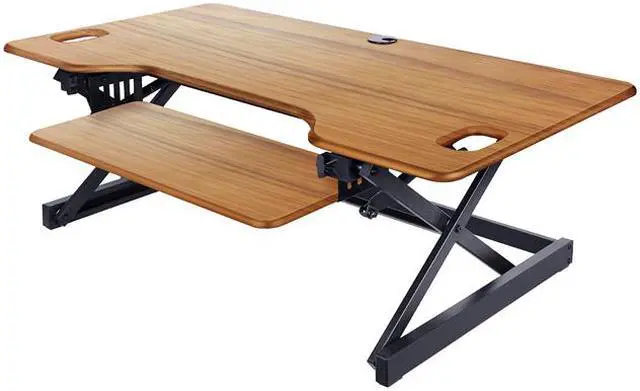 Main image of Rocelco DADR-46-TK 46" Sit To Stand Adjustable Height Desk Riser w/ Extended Vertical Range (TEAK)