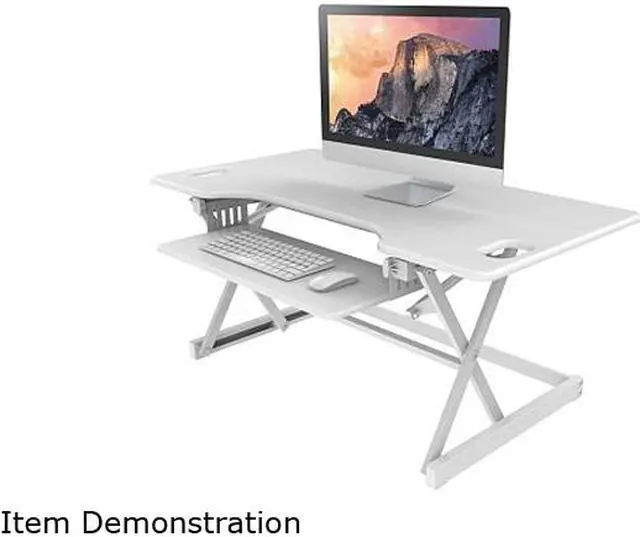 Alt view image 8 of 10 - Rocelco DADR-46-WH 46" Sit To Stand Adjustable Height Desk Riser w/ Extended Vertical Range (White)